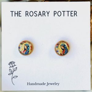 Virgin Mary Handmade Polymer Clay Stud Earrings