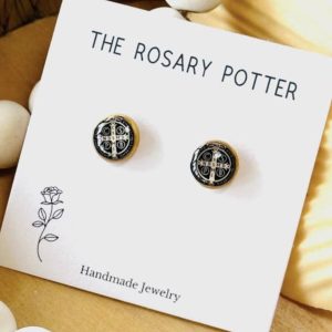 Saint Benedict Polymer Clay Stud Earrings