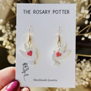 White Dove Dangle Earrings