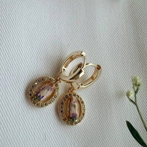 Our Lady in Lavender Dainty Dangle Earrings