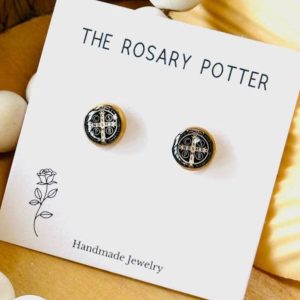 Saint Benedict Polymer Clay Stud Earrings