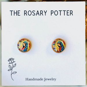 Virgin Mary Handmade Polymer Clay Stud Earrings