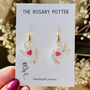 White Dove Dangle Earrings