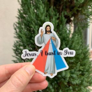 Divine Mercy 3" Vinyl Waterproof Saint Stickers. Kids Water bottle Saint Stickers. First Communion. Jesus I Trust in You Sticker Decal