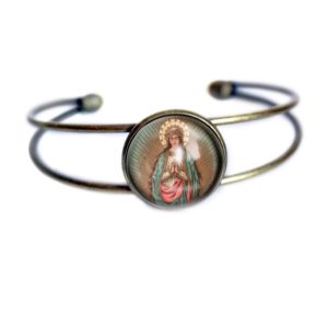 Madonna of the Stars Glass Cabochon Cuff Bracelet