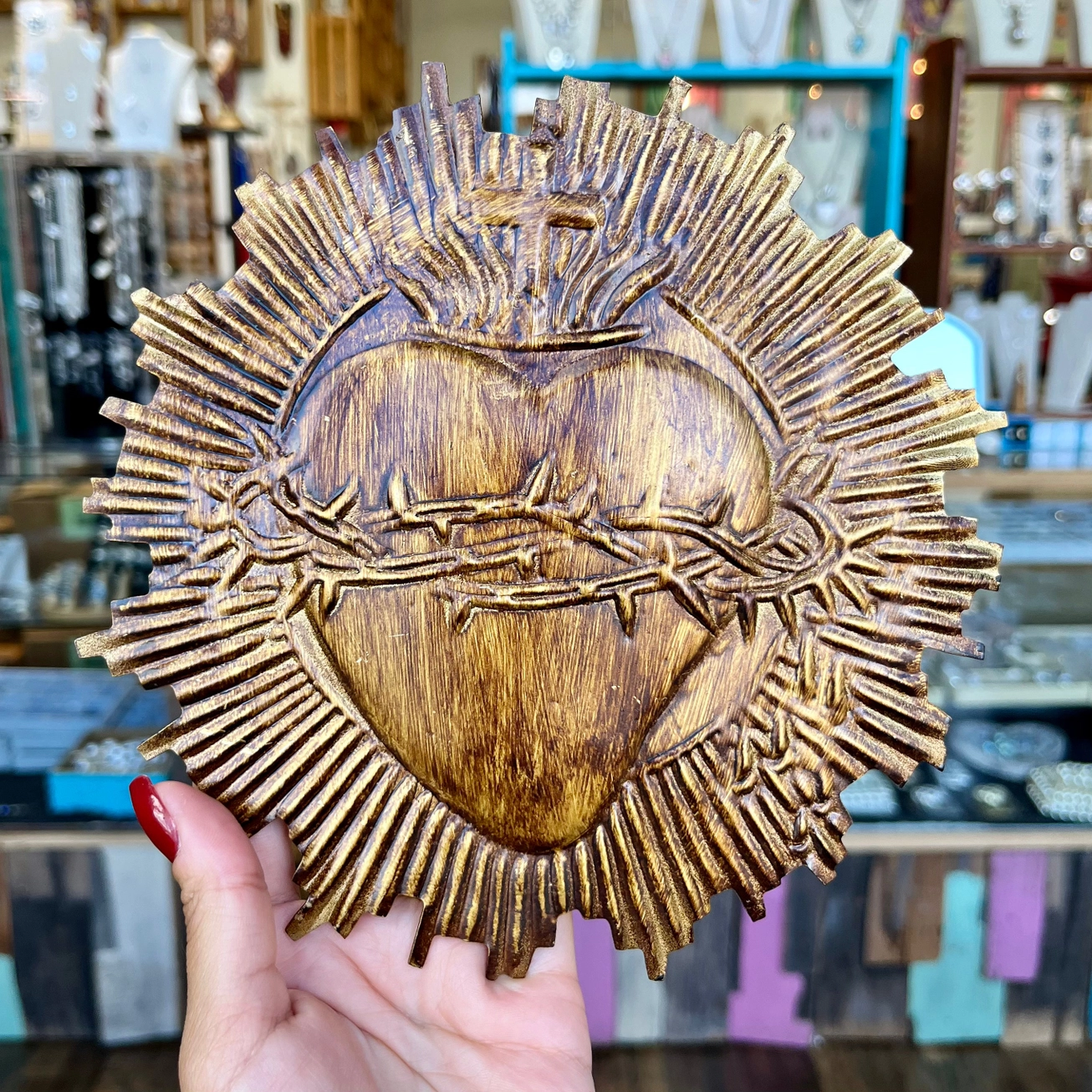 Round Rays Hearts Of The Holy Family Ornaments - Image 2