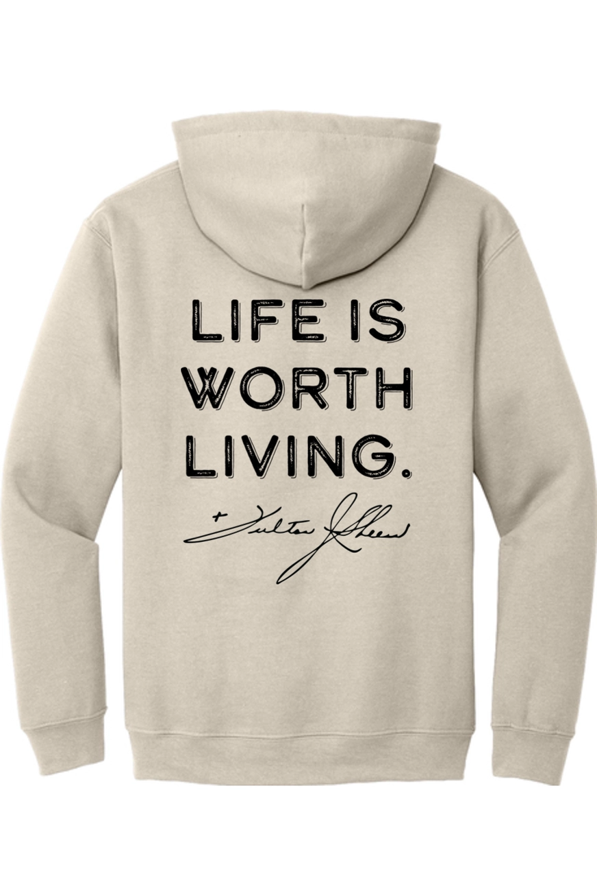 Life is Worth Living - Fulton Sheen Adult Hooded Sweatshirt - Image 3