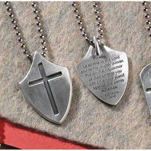 Pewter Shield Necklace 21"